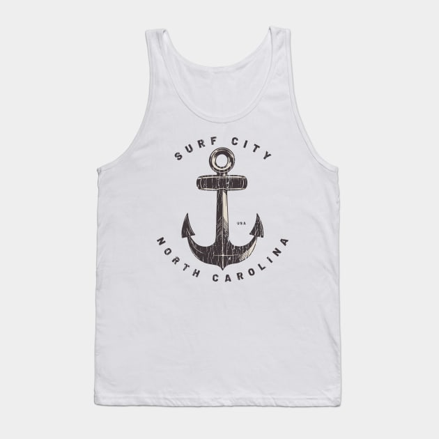 Surf City, NC Summertime Vacationing Big Anchor Tank Top by Contentarama